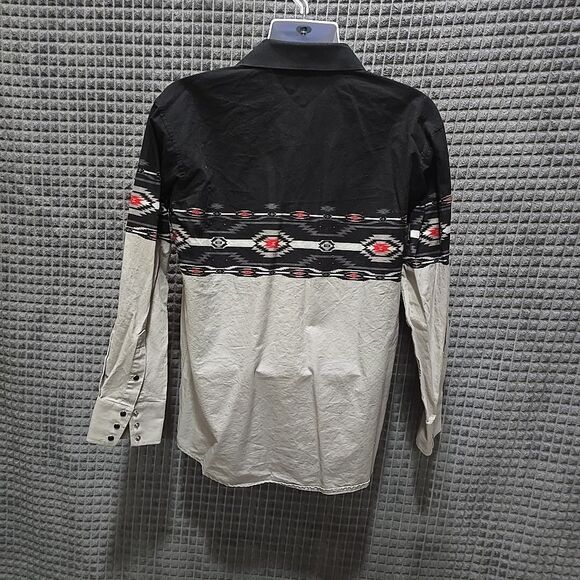 VTG Panhandle Slim SnapButton Shirt SzLg Mens Aztec SouthWestern Longsleeve DUNN - Picture 13 of 16